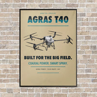 Thumbnail for DJI Agras T40 vertical canvas print - framed - beige background