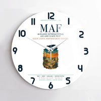 Thumbnail for Midland International Air and Space Port (MAF) design on white no frame wall clock