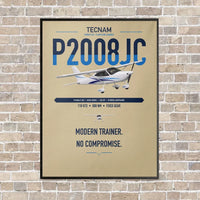 Thumbnail for Tecnam P2008JC NG vertical canvas print - framed - beige background