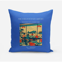 Thumbnail for VINTAGE G4247 - The Soda Fountain Airport - Designed Pillows design on blue
