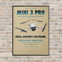 Thumbnail for DJI Mini 3 Pro vertical canvas print - framed - beige background
