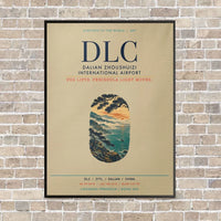 Thumbnail for Dalian Zhoushuizi International Airport DLC vertical canvas print - framed - beige background