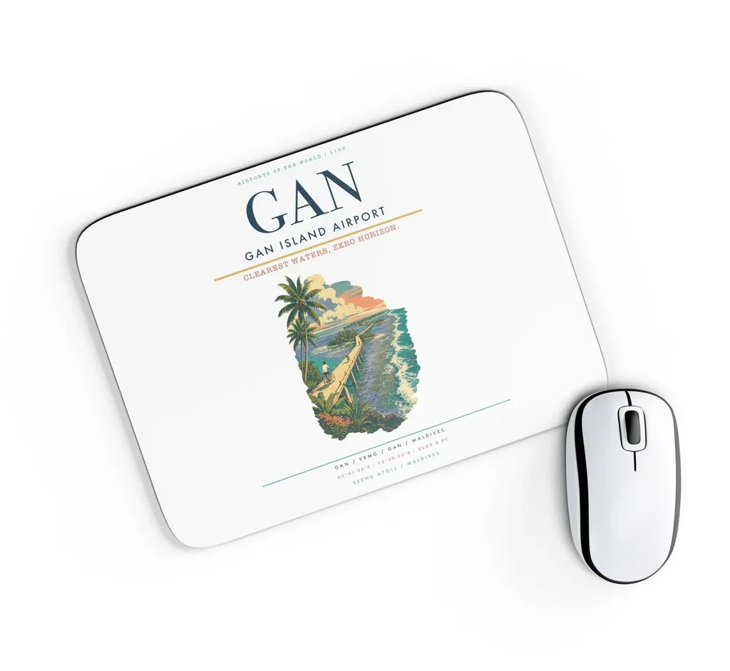 Gan Island Airport (GAN) design on white rectangle mouse pad