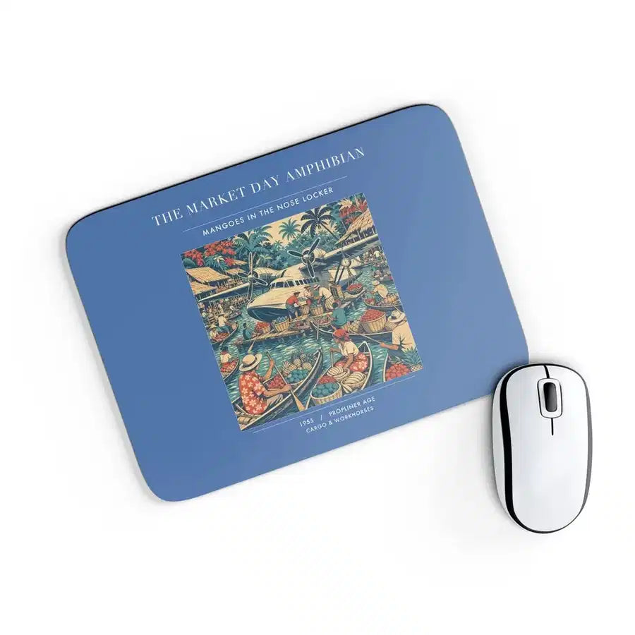 VINTAGE G4404 - The Market Day Amphibian - Designed Mouse Pads design on blue rectangle