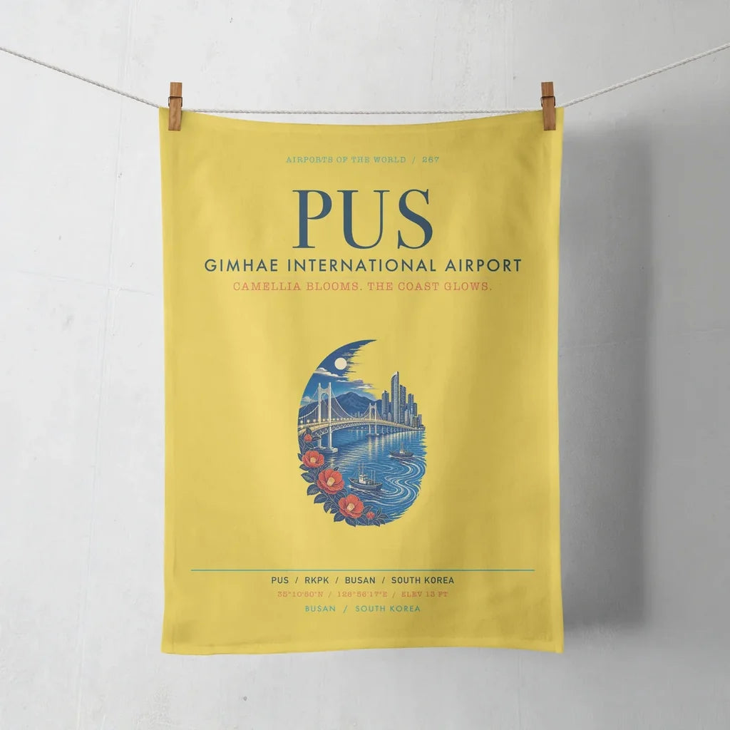 Gimhae International Airport Busan (PUS) design on yellow towel