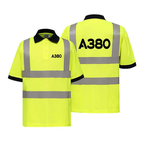 Airbus A380 Flat Text Reflective Polo T-Shirts