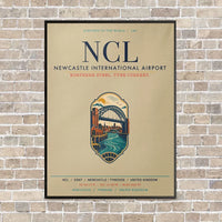 Thumbnail for Newcastle International Airport NCL vertical canvas print - framed - beige background