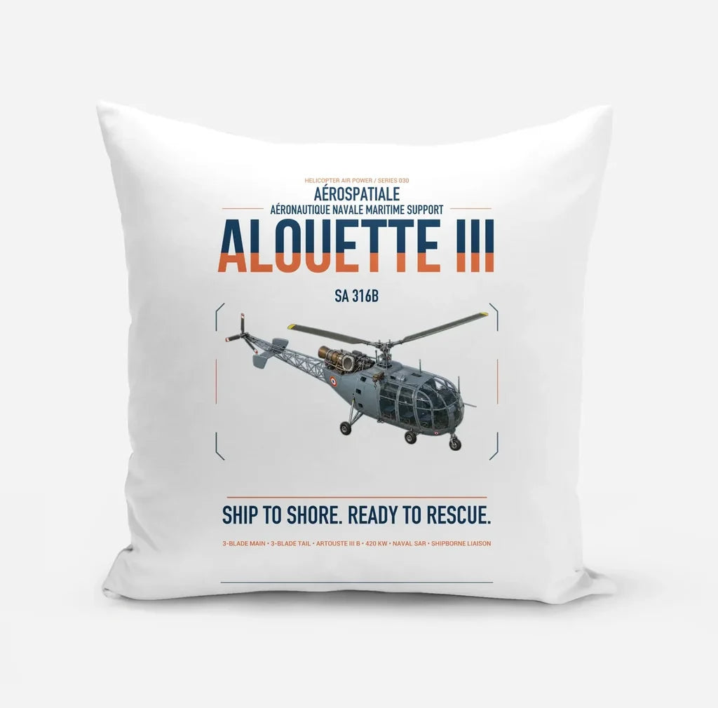 Aérospatiale SA 316B Alouette III design on white pillow