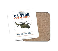 Thumbnail for Aérospatiale SA 330B Puma design on white 1 piece coaster