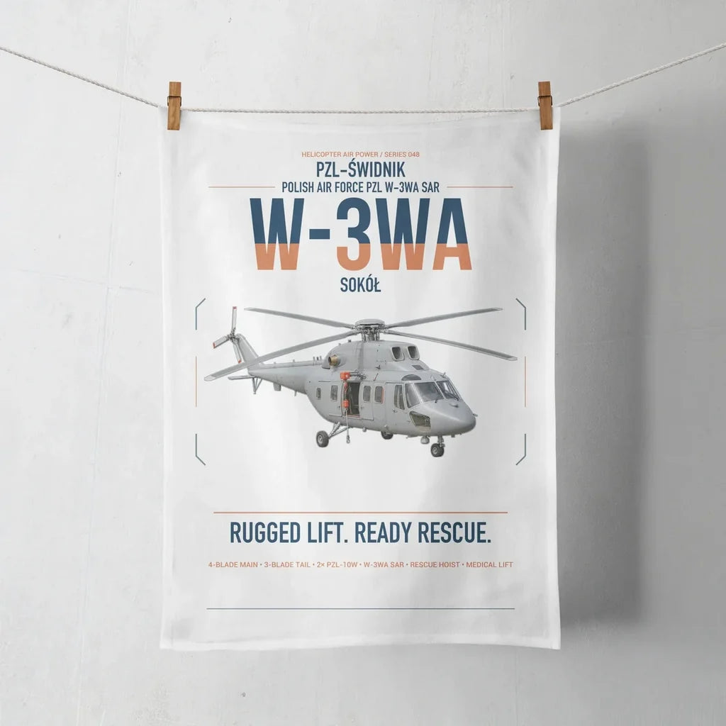 PZL-Świdnik W-3WA Sokół design on white towel