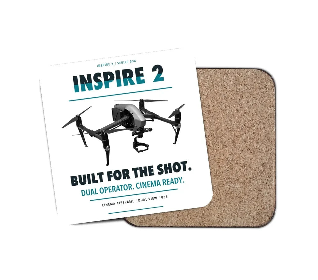 DJI Inspire 2 design on white 1 piece coaster