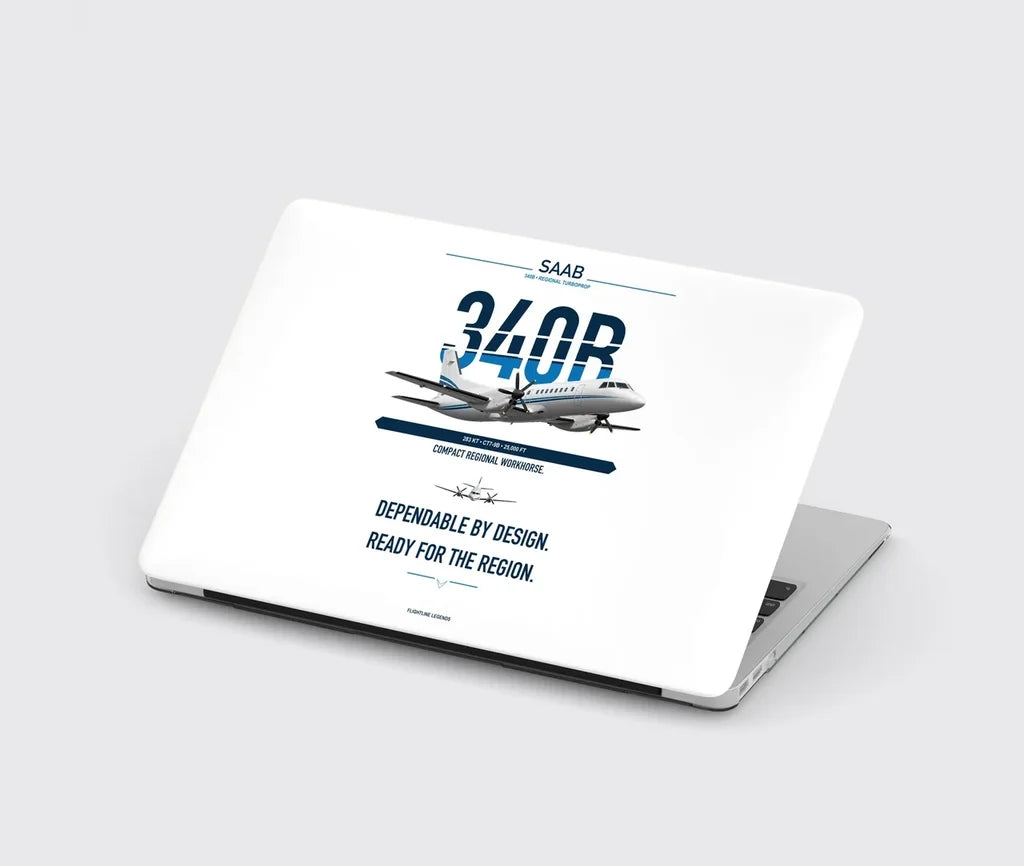 Saab 340B design on white MacBook case