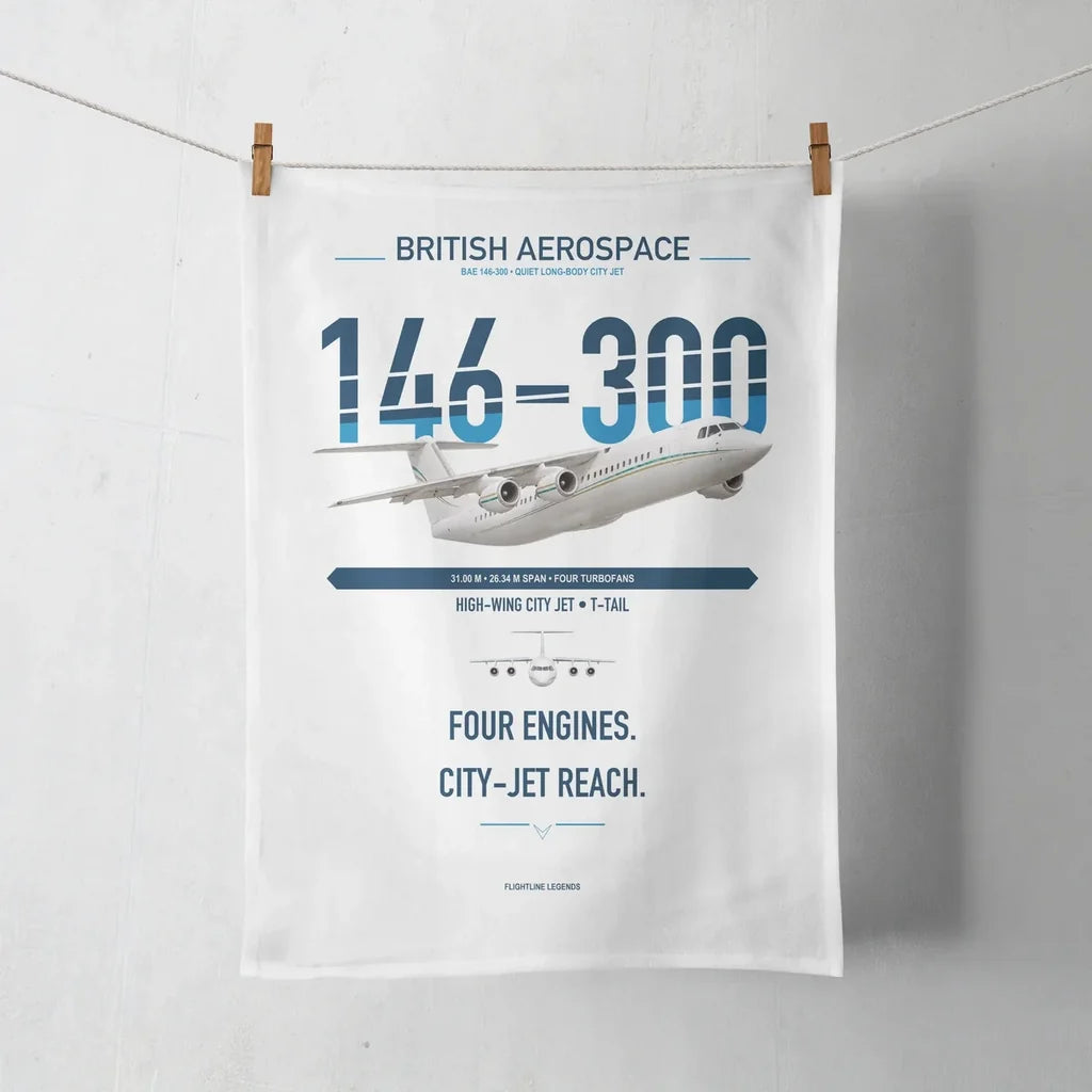 BAe 146-300 design on white towel