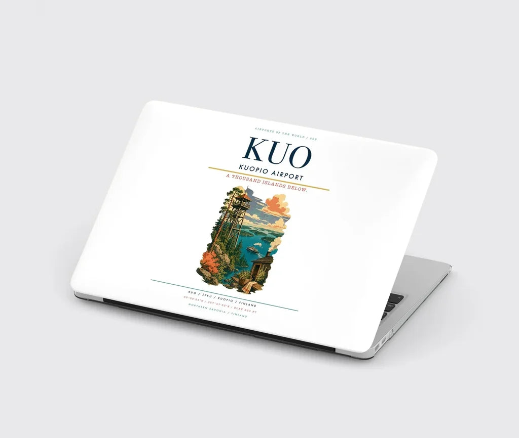 Kuopio Airport (KUO) design on white MacBook case