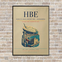 Thumbnail for Borg El Arab Airport HBE — Alexandria vertical canvas print - framed - beige background