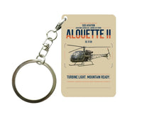 Thumbnail for Sud Aviation SE 3130 Alouette II design on beige designed key chain, double-side print
