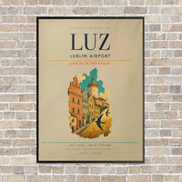 Thumbnail for Lublin Airport LUZ vertical canvas print - framed - beige background