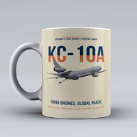 Thumbnail for KC-10A EXTENDER design on beige ceramic mug, double-side print