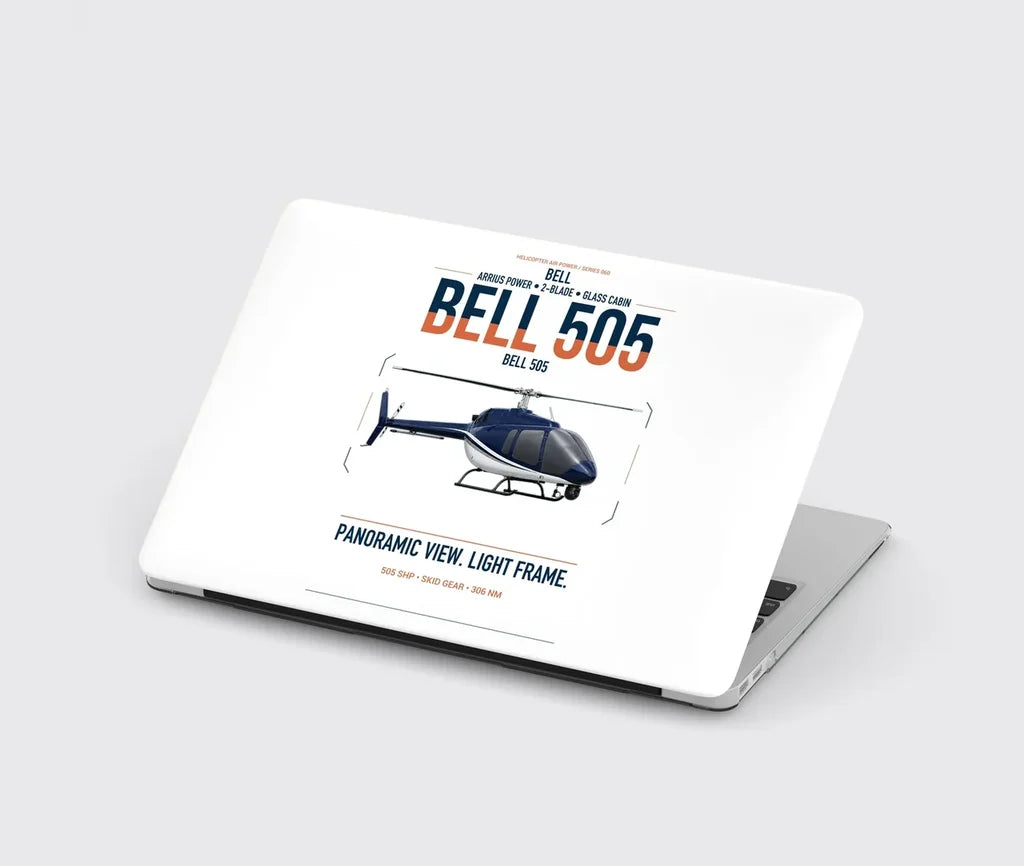 Bell 505 design on white MacBook case