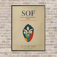 Thumbnail for Vasil Levski Airport Sofia SOF vertical canvas print - framed - beige background