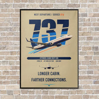 Thumbnail for Boeing 737-900ER vertical canvas print - framed - beige background