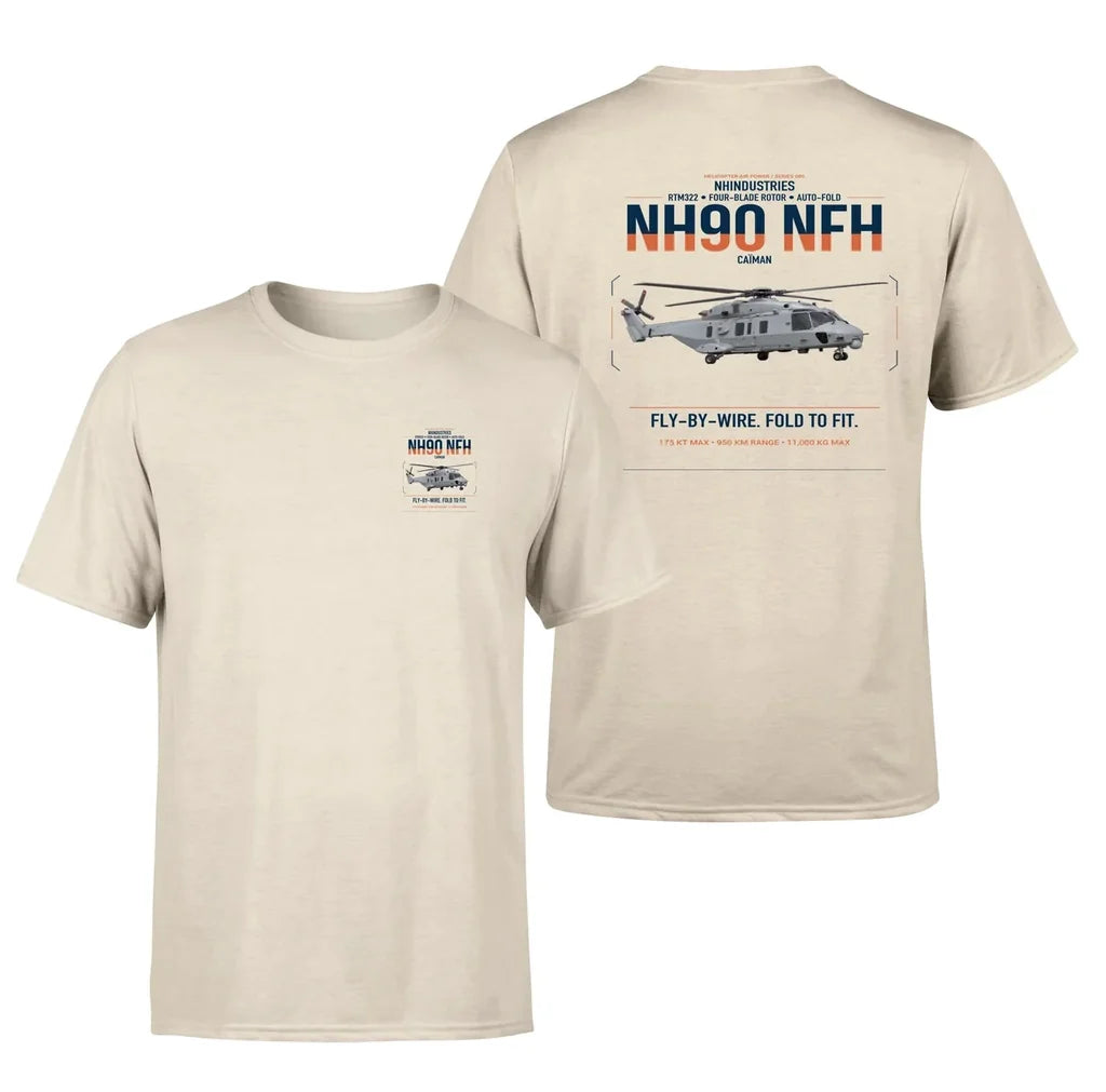 NHIndustries NH90 NFH Caïman design on beige t-shirt, double-side print