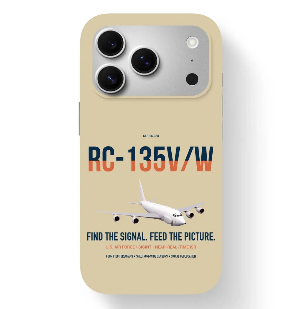 RC-135V W Rivet Joint design on beige magsafe iphone case, for iPhone 17 Pro