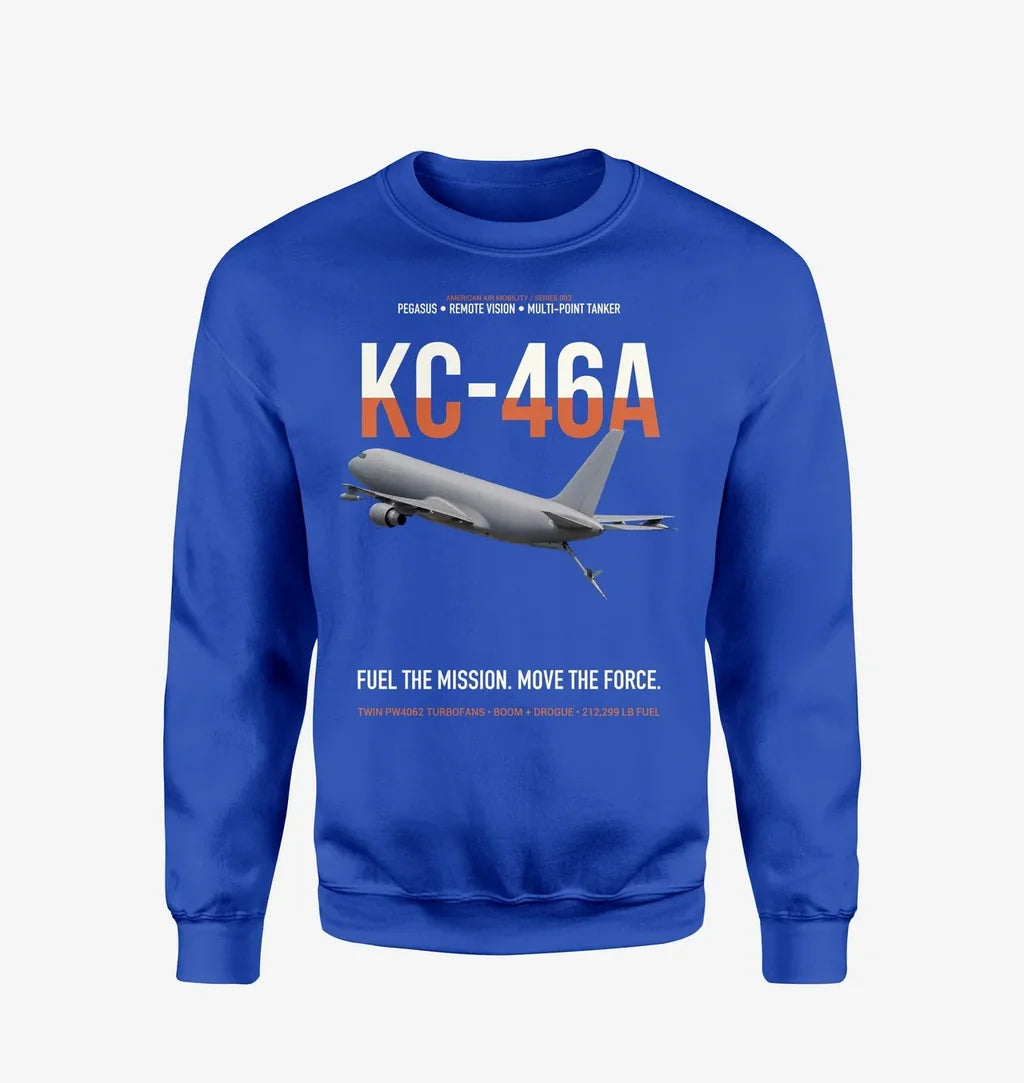 KC-46A PEGASUS design on blue sweatshirt