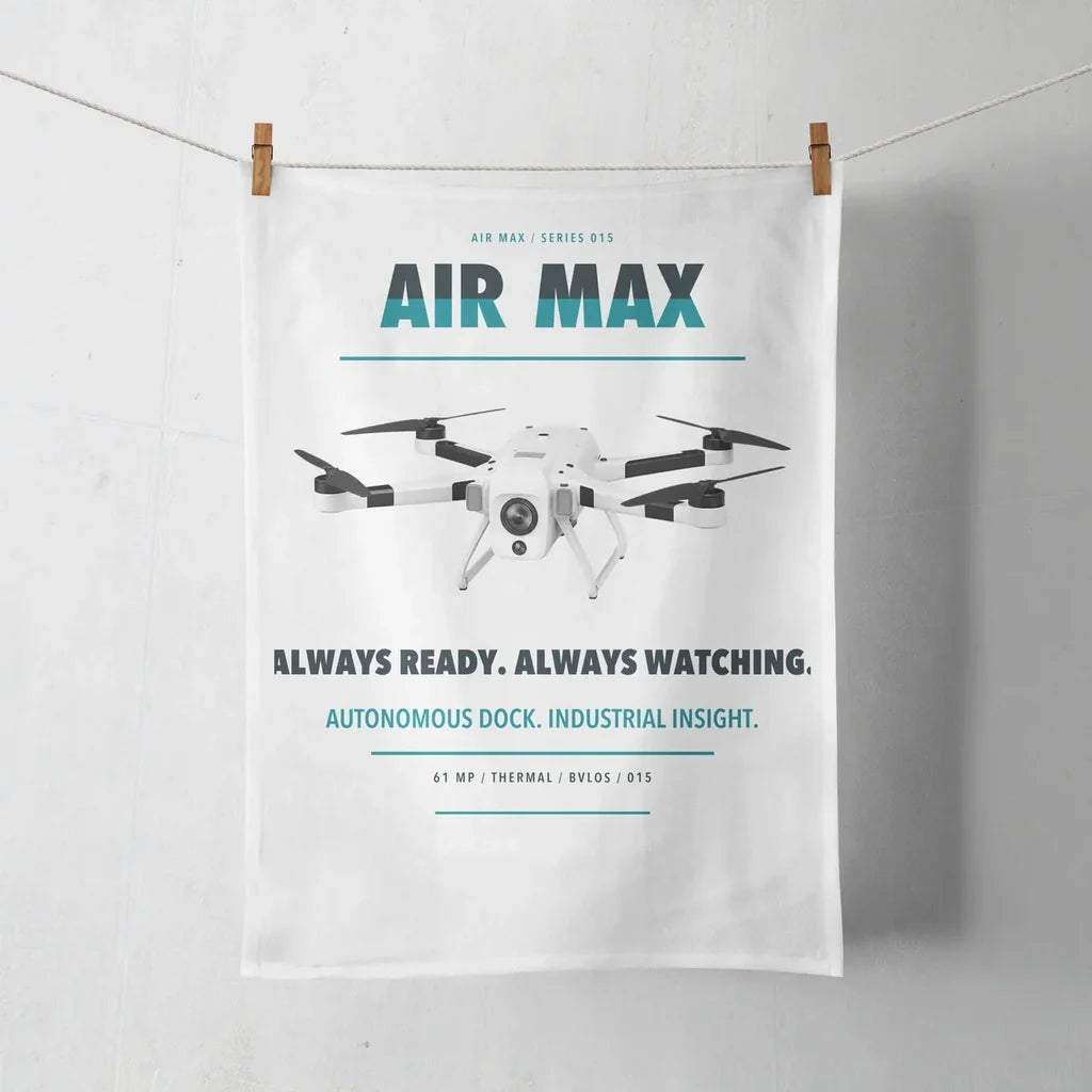 Percepto Air Max design on white towel