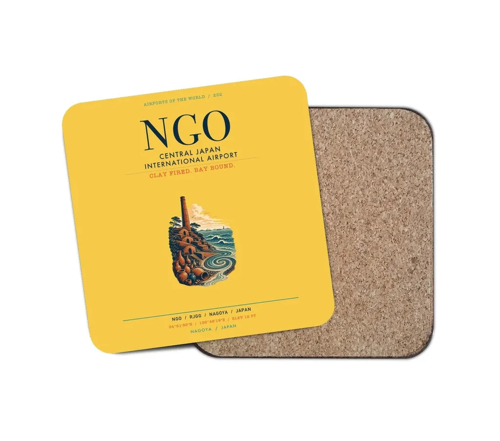 Central Japan International Airport (NGO) design on yellow 1 piece coaster