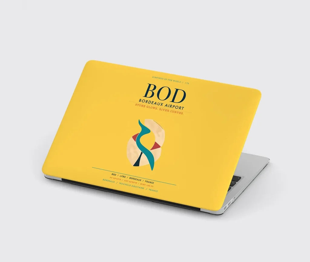 Bordeaux Airport (BOD) design on yellow MacBook case