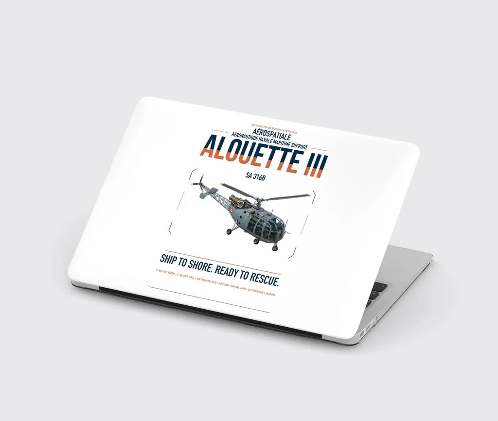 Aérospatiale SA 316B Alouette III design on white MacBook case