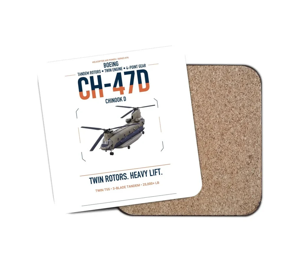 Boeing CH-47D design on white 1 piece coaster