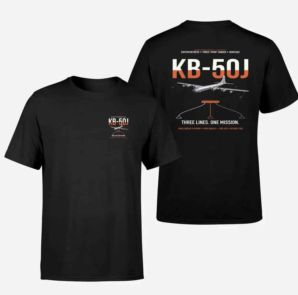 KB-50J Superfortress design on black double-side t-shirt, double-side print