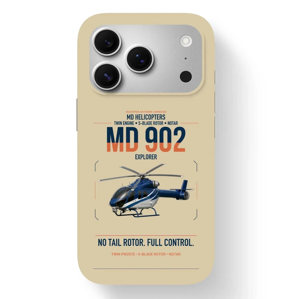 MD Helicopters MD 902 Explorer design on beige magsafe iphone case, for iPhone 17 Pro