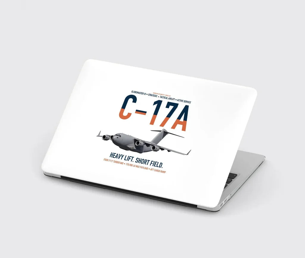C-17A Globemaster III design on white MacBook case