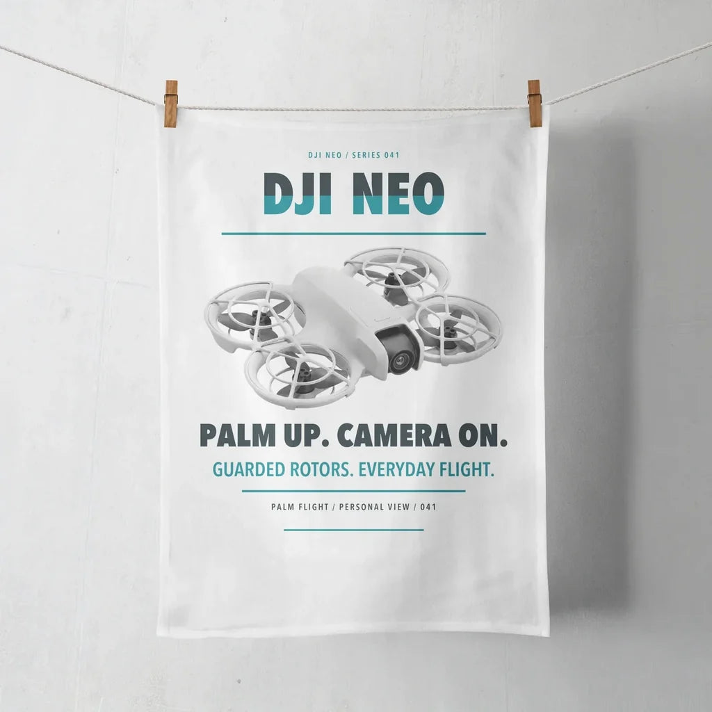 DJI Neo design on white towel