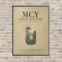 Thumbnail for Sunshine Coast Airport MCY vertical canvas print - framed - beige background