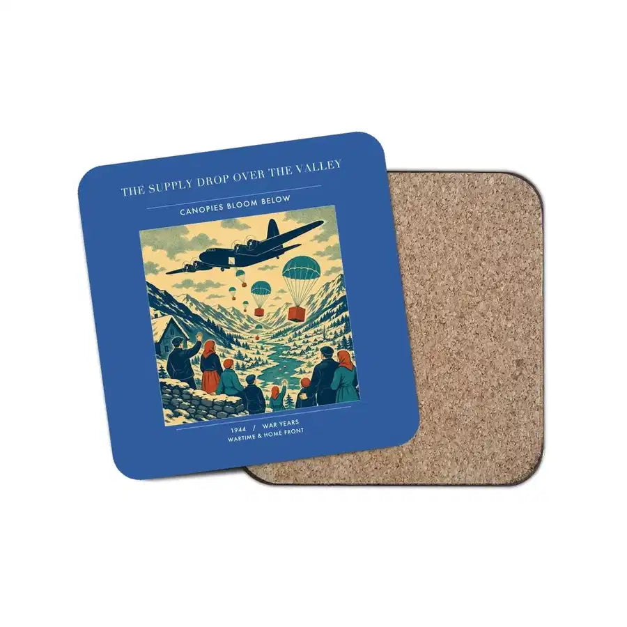The Supply Drop Over The Valley - Designed Coasters design on blue 1-piece