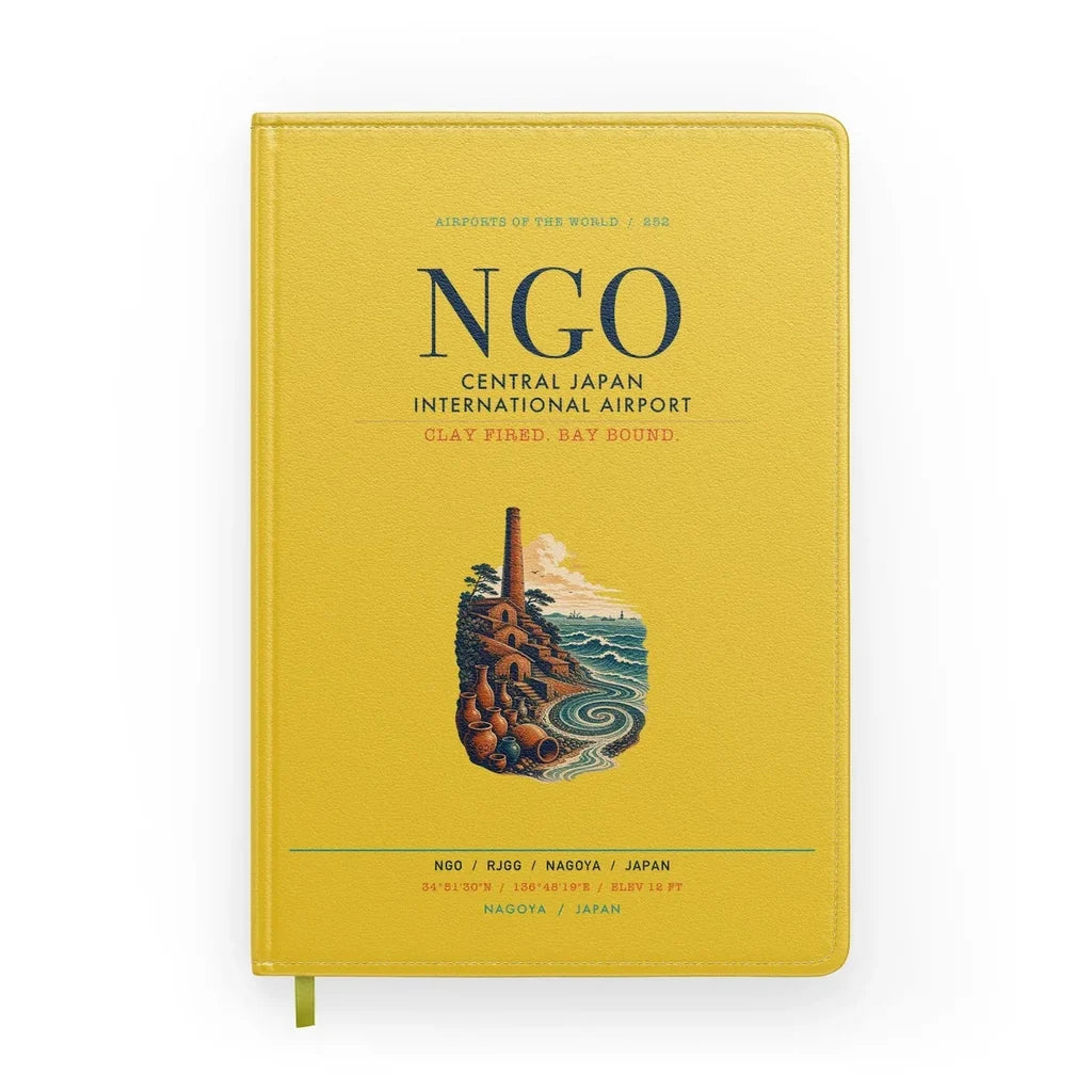 Central Japan International Airport (NGO) design on yellow notebook