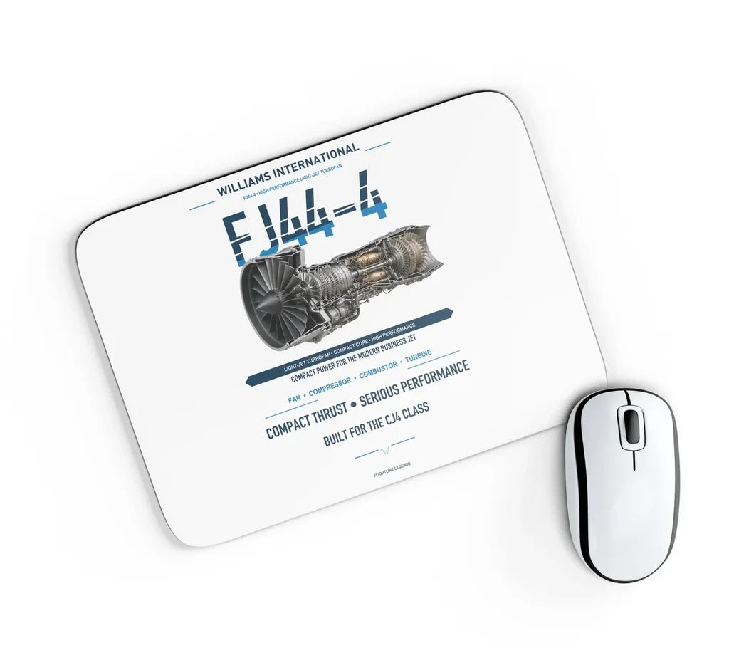 FJ44-4 design on white rectangle mouse pad