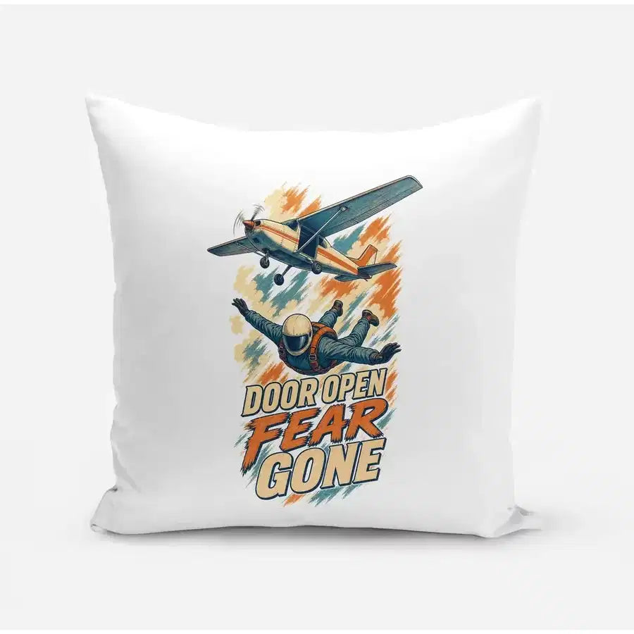 Door Open Fear Gone design on white pillow