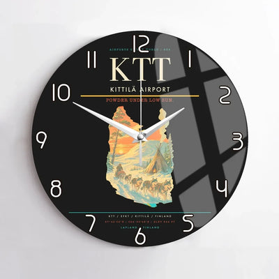 Kittilä Airport (KTT) design on black no frame wall clock
