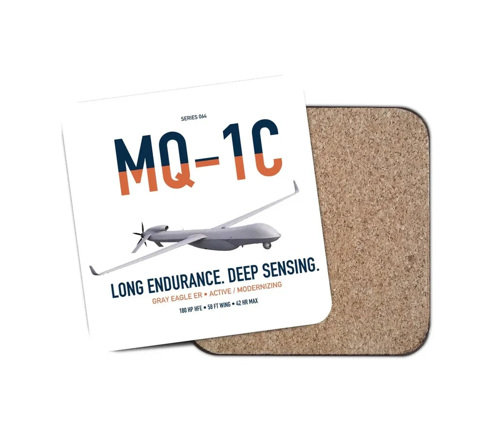 MQ-1C Gray Eagle ER design on white 1 piece coaster