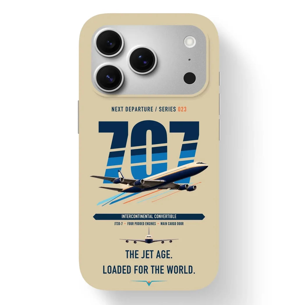 Boeing 707-320C design on beige magsafe iphone case