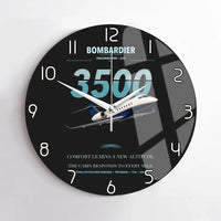 Thumbnail for Bombardier Challenger 3500 design on black no frame wall clock