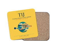 Thumbnail for Tijuana International Airport (TIJ) design on yellow 1 piece coaster