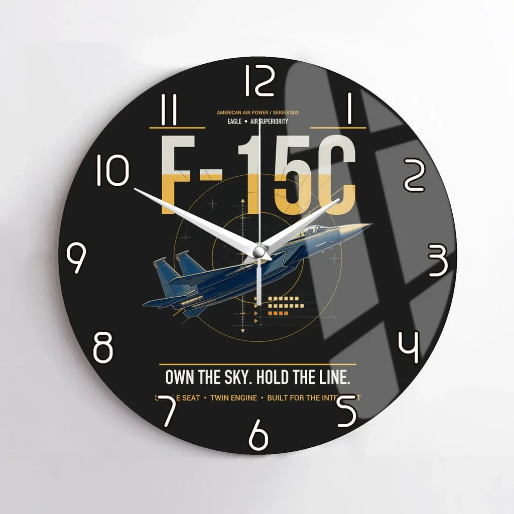 F-15C Eagle design on black no frame wall clock
