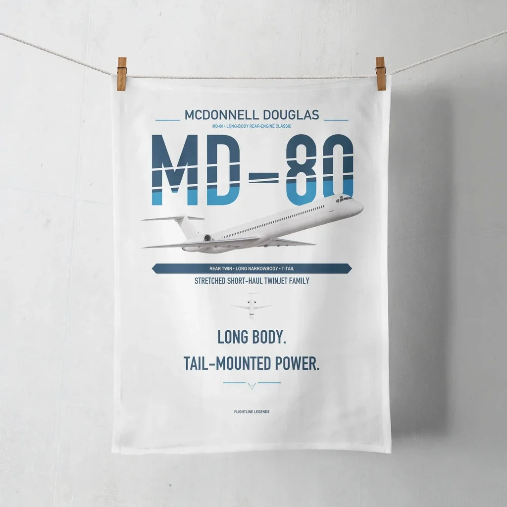 McDonnell Douglas MD-80 design on white towel