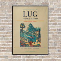 Thumbnail for Lugano Airport LUG vertical canvas print - framed - beige background